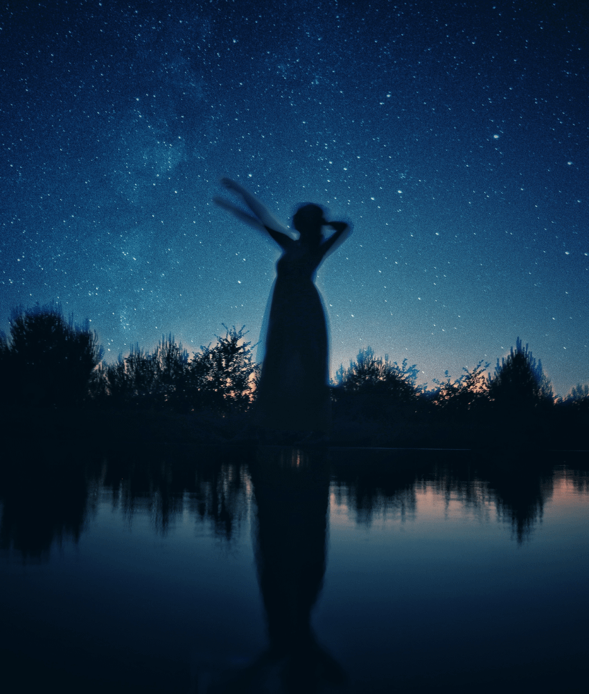 Woman dancing at night