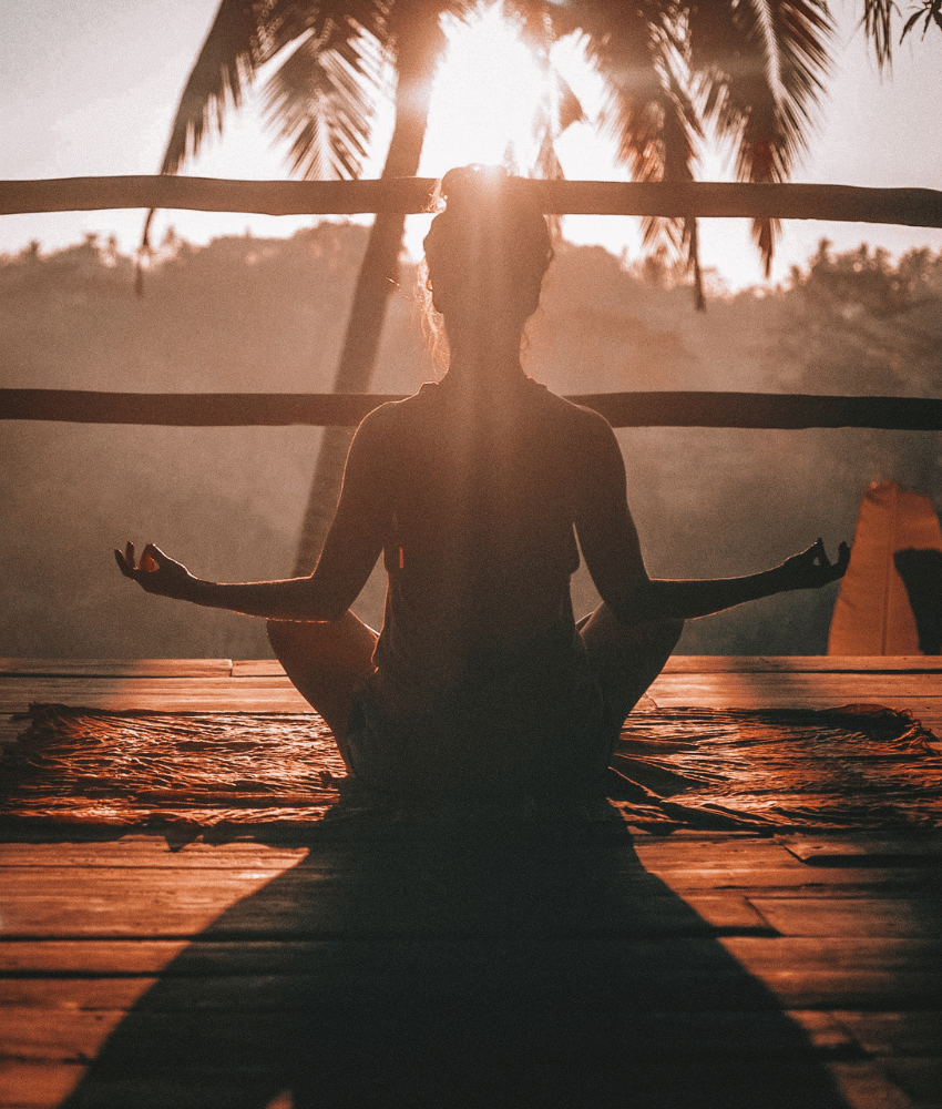 Yoga and meditation at sunset